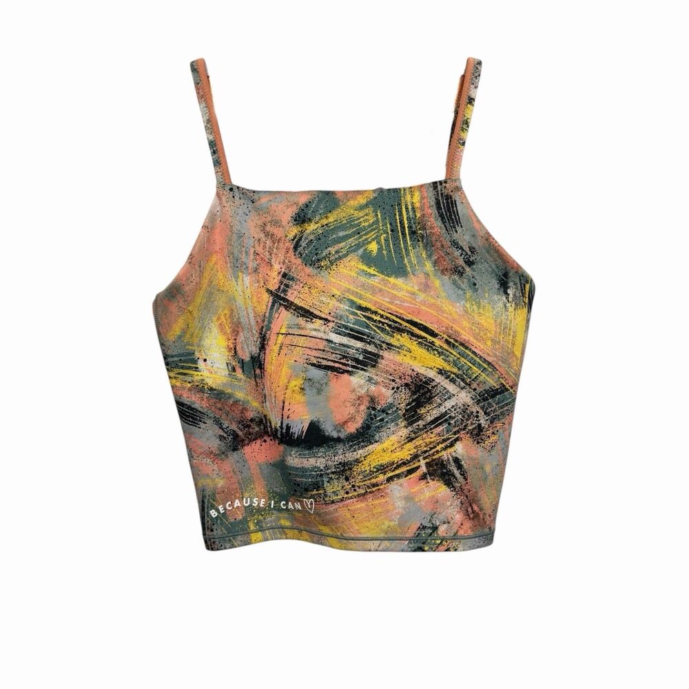 Athleta Girl x Simone Biles Because I Can Sz XL (14) Brushstroke Crop Tank Top